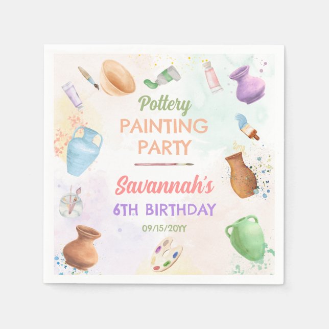 Pottery Painting Birthday Pappersservett (Framsidan)