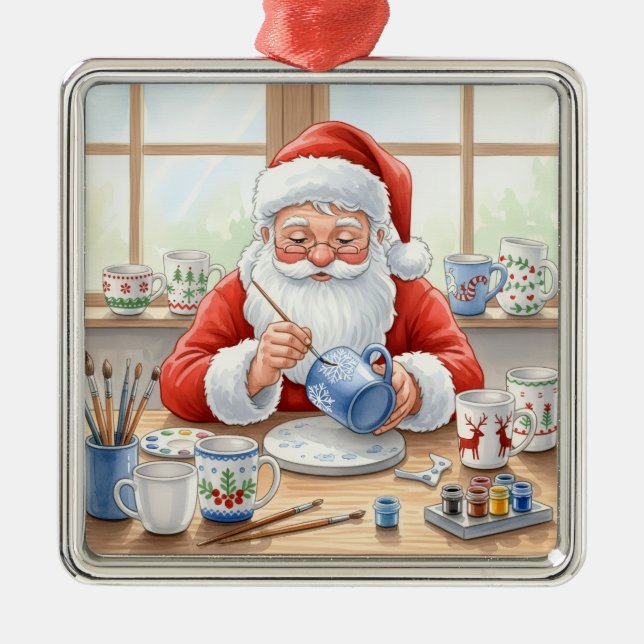 Pottery Painting Santa Claus  Julgransprydnad Metall (Framsidan)