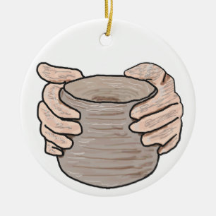 Pottery Skapar Händer Julgransprydnad Keramik