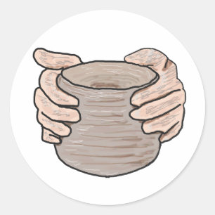 Pottery Skapar Händer Runt Klistermärke
