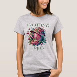 Potting Pro Rosa Watering kan Garden Grått T-Shirt