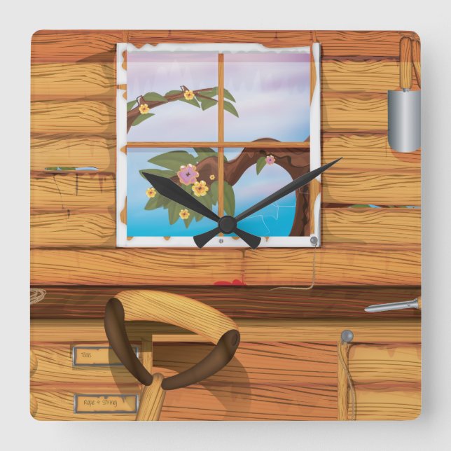 Potting Shed Fyrkantig Klocka (Framsida)