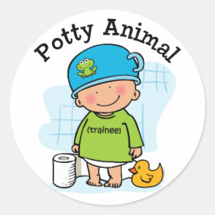Potty Animal Boy Sticker Runt Klistermärke