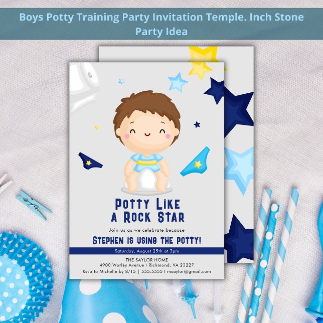 Potty som en Rockstjärna Boys Pee Training Party Inbjudningar (Skapare uppladdad)