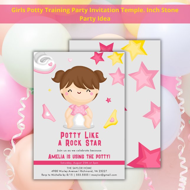 Potty som en Rockstjärna Girls Pee Training Party Inbjudningar (Skapare uppladdad)
