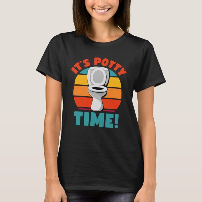 Potty Training Det är Potty Time Toilet Humor Retr T Shirt (Framsida)