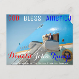 POTUS Donald Trump som viftar med Luft Force One U Vykort