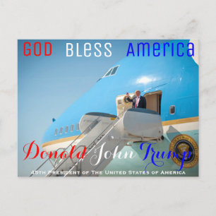 POTUS Donald Trump som viftar med Luft Force One U Vykort