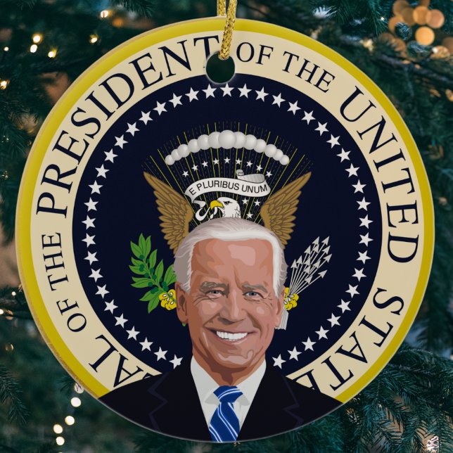 potus joe biden Presidentförseglingen julgran Julgransprydnad Keramik (Skapare uppladdad)