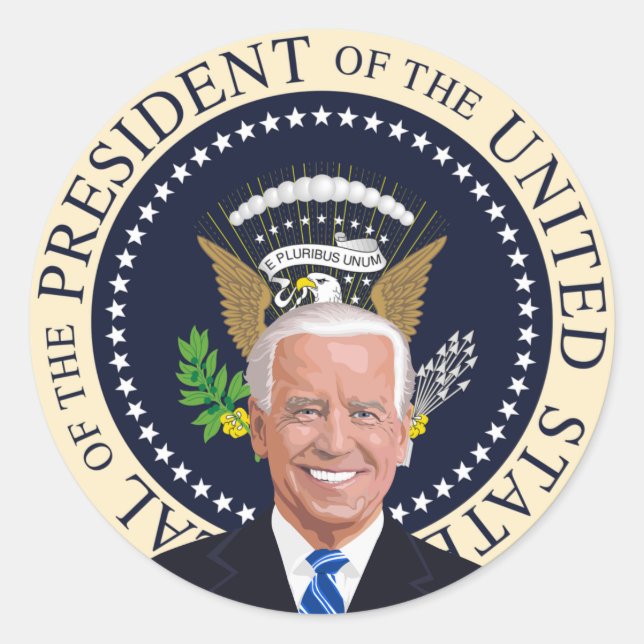 potus joe biden presidentsigill runt klistermärken (Framsida)