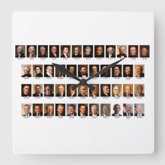 POTUS Portraits Wall Clock Fyrkantig Klocka