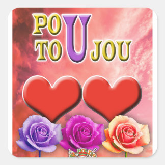 Pou Toujou Fyrkantigt Klistermärke