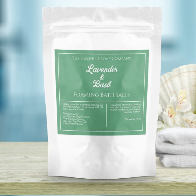 Pouch-etikett för grönt och Vita vattentäta Bath S (Skapare uppladdad)