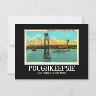 Poughkeepsie NY Mid Hudson Bridge 1930-talet Vykort