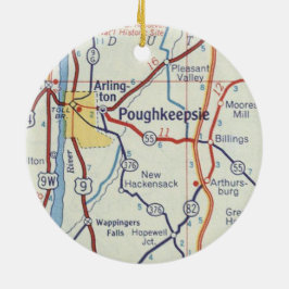 Poughkeepsie NY Vintage Karta Julgransprydnad Keramik