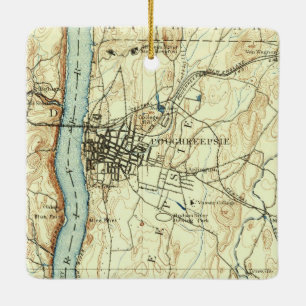 Poughkeepsie NY Vintage Karta Julgransprydnad Keramik