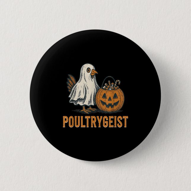 Poultrygeist Chicken Ghost Pumpkin Costume Hallowe Knapp (Framsida)