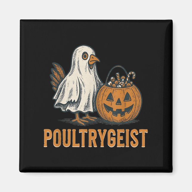 Poultrygeist Chicken Ghost Pumpkin Costume Hallowe Magnet (Framsidan)