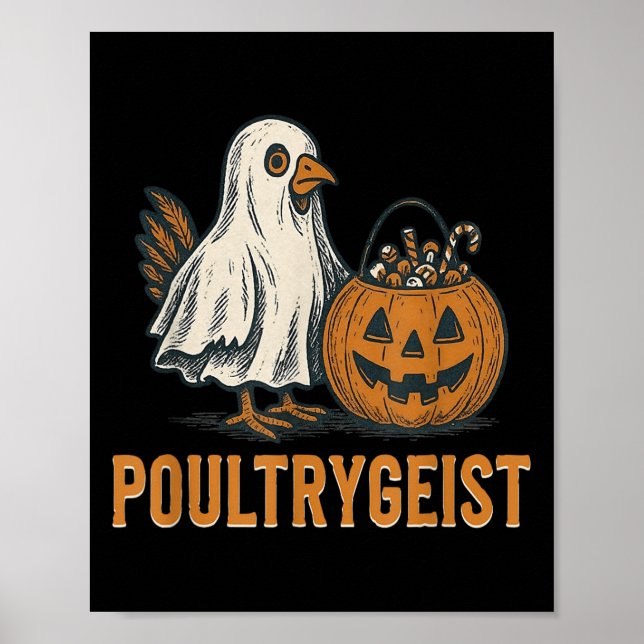 Poultrygeist Chicken Ghost Pumpkin Costume Hallowe Poster (Framsidan)