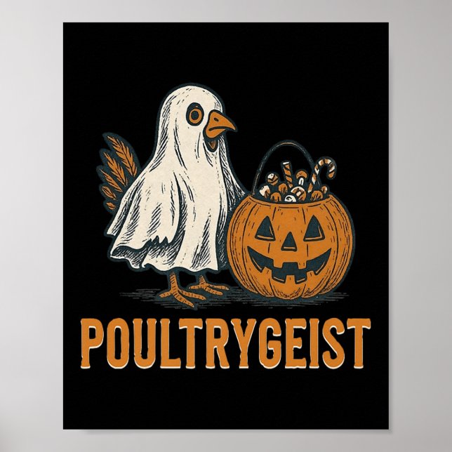Poultrygeist Chicken Ghost Pumpkin Costume Hallowe Poster (Framsidan)