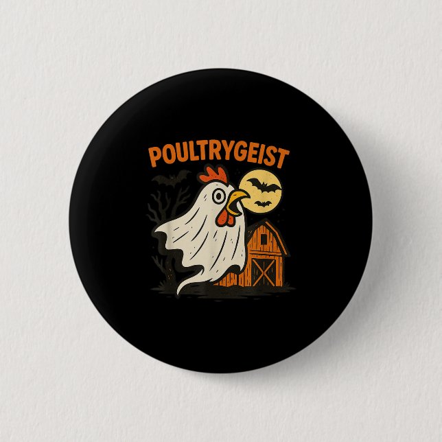 Poultrygeist Funny Chicken Ghost Halloween Pun Des Knapp (Framsida)