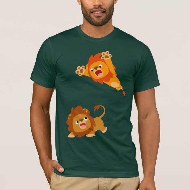 Pouncing och Pounced! Tecknad Lejon T-Shirt (Framsida)