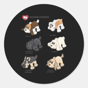Pound Puppies Puppy Breed Text book Runt Klistermärke