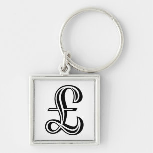 Pound Sign - svart Fyrkantig Silverfärgad Nyckelring