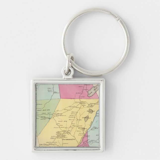 Poundridge Fyrkantig Silverfärgad Nyckelring (Framsidan)