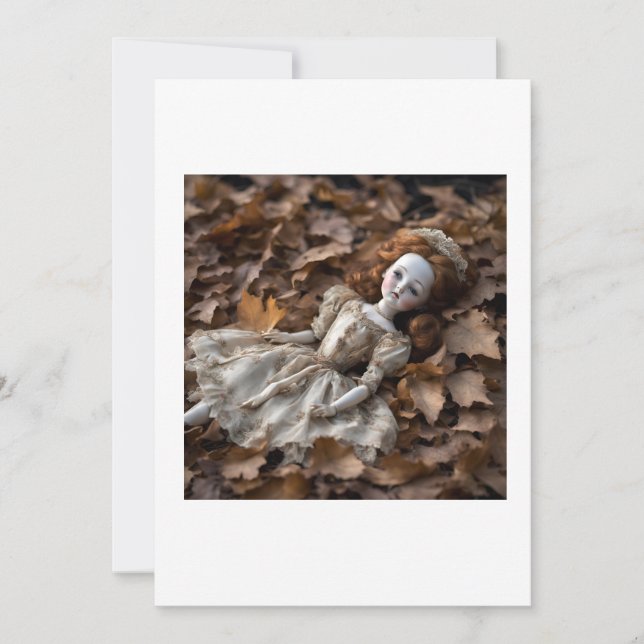 poupée ancienne dans la foret halloween  inbjudningar (Framsida)