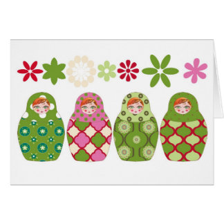 poupée russe vert hälsningskort