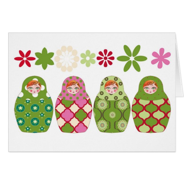 poupée russe vert hälsningskort (Framsidan Horizontal)