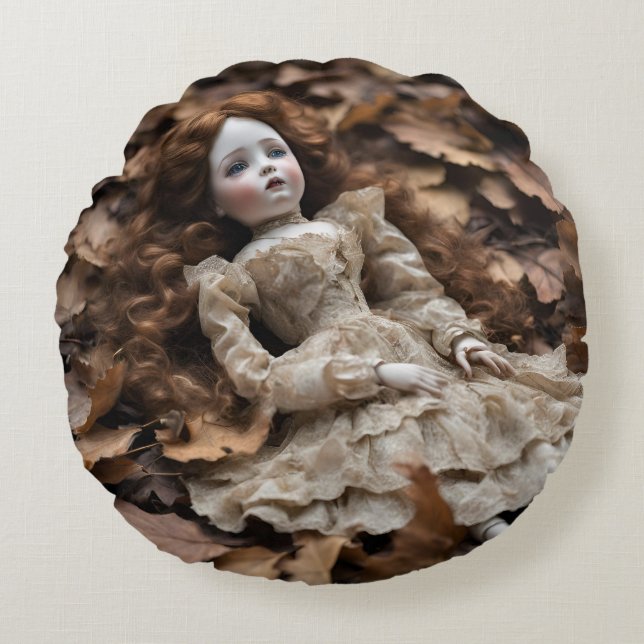 poupée vintage coussin rund kudde (Framsidan)