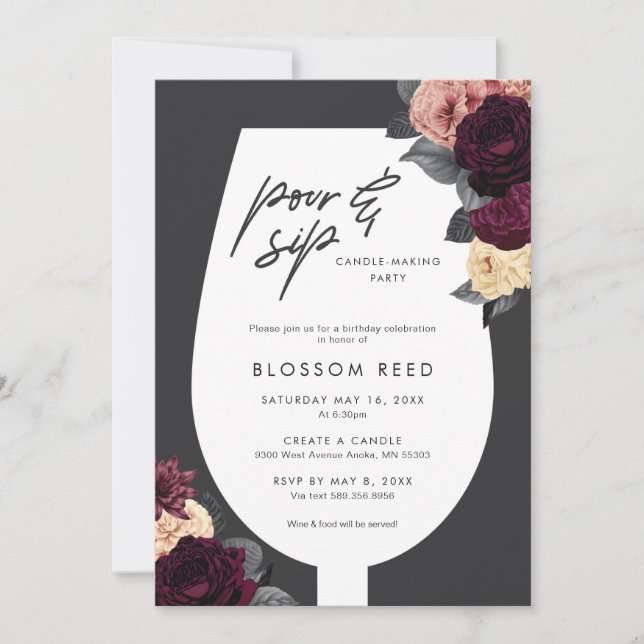 Pour and Sip Candle Skapar Party Inbjudningar (Framsida)
