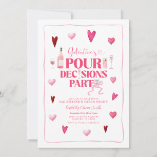 Pour Decision Rosa Galentine Girl's Party Inbjudningar