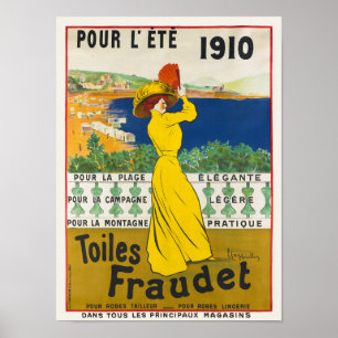 Pour l'ete. Toiles Fraudet Vintage affisch 1910
