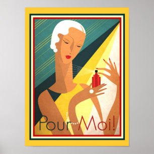Pour Moi Fransk Deco Parfum Ad 12 x 16 Poster