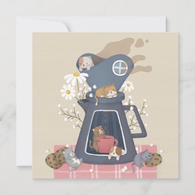 Pour-over Coffee Dripper & Kittens Tack Kort (Framsida)