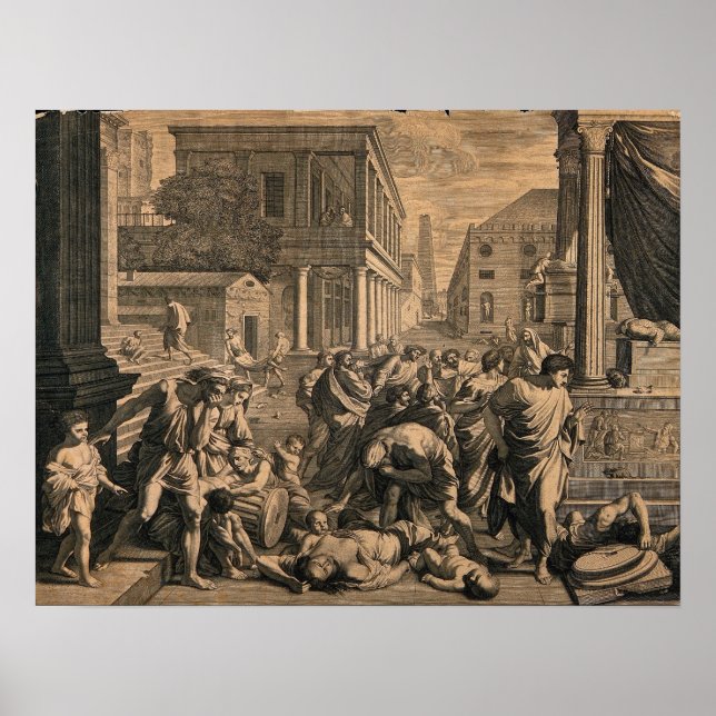 Poussin - Filistéernas pest i Ashdod Poster (Framsidan)