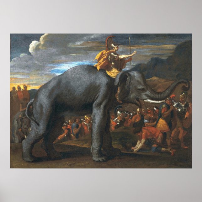 Poussin - Hannibal korsar Alperna på elefant Poster (Framsidan)