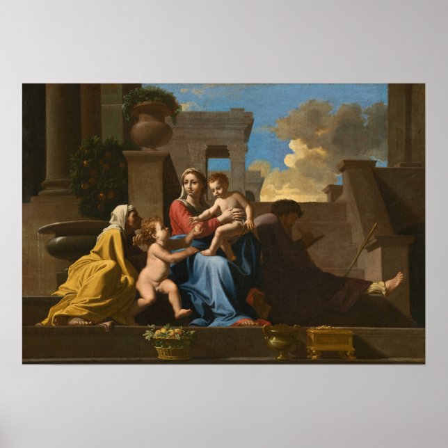 Poussin - Heligans familj på stegen Poster (Framsidan)