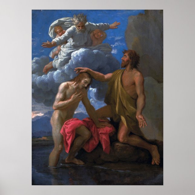 Poussin - Johannes döper Kristus Poster (Framsidan)