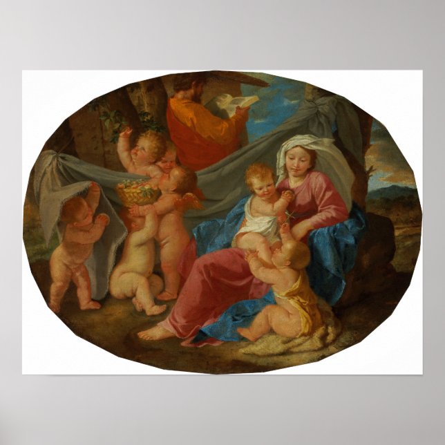 Poussin - Rast under flykten till Egypten Poster (Framsidan)