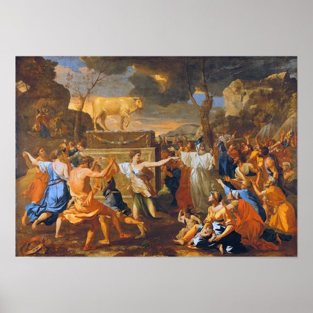 Poussin vid tillredningen av den gyllene kalven fö poster (Framsidan)