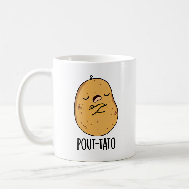 Pout-tato Funny Potato Pun Kaffemugg (Vänster)