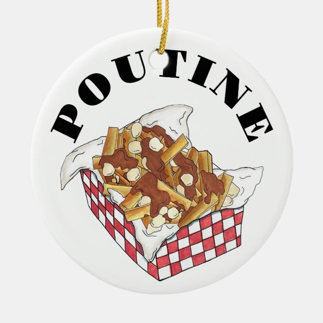 Poutine Quebec Canada Canadian Food Fransk Fries Julgransprydnad Keramik (Framsidan)