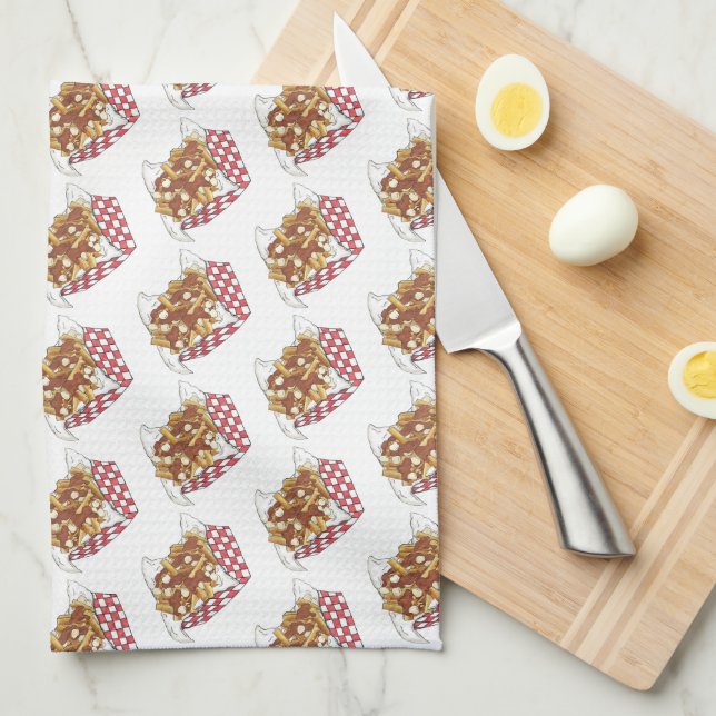 Poutine Quebec Canada Canadian Food Fransk Fries Kökshandduk (Vikt i Fjärdedel)