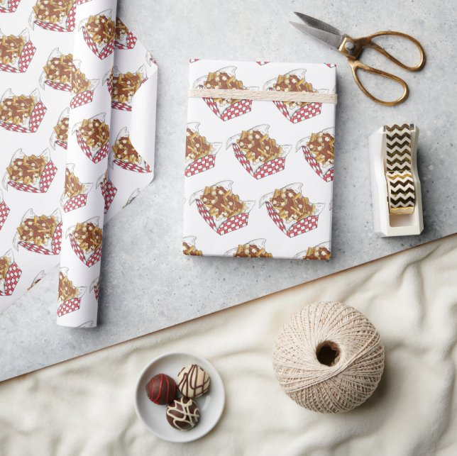 Poutine Quebec Canada Canadian Food Fransk Fries Presentpapper (Hantverk)