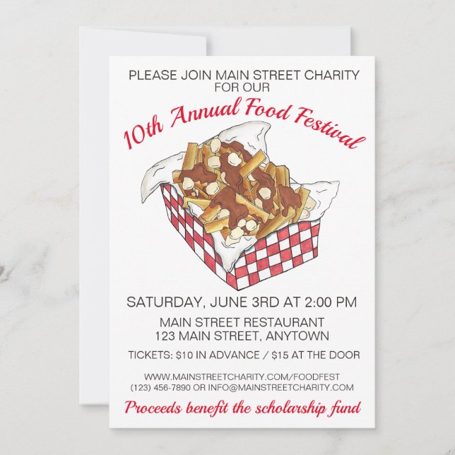 Poutine Quebec Kanada Canadian Food Festival Party Inbjudningar (Framsida)