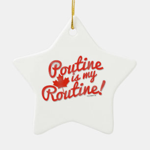 Poutine som är mitt rutinmässigt julgransprydnad keramik